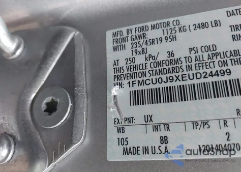 2014 Ford Escape Titanium z USA, uszkodzony, nr VIN 1FMCU0J9XEUD24499